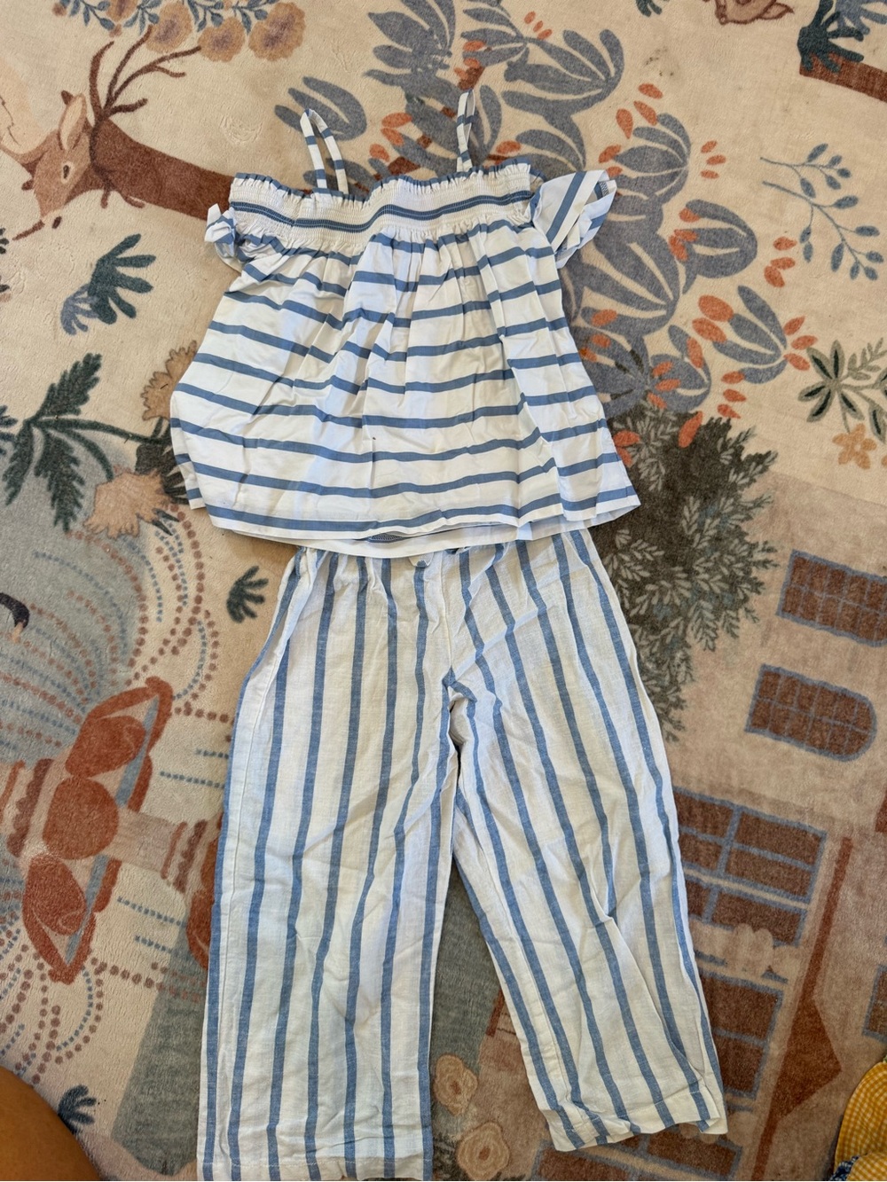 Janie and Jack Blue and White Striped Girls Matching Set